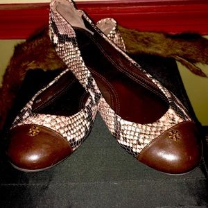 Tory Burch Lizard Skin Ballerina Flats
